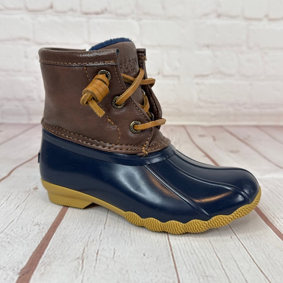 Sperry Other - Sperry Top-Sider Saltwater Duck Brown/Navy Boots Toddlers Size 8M